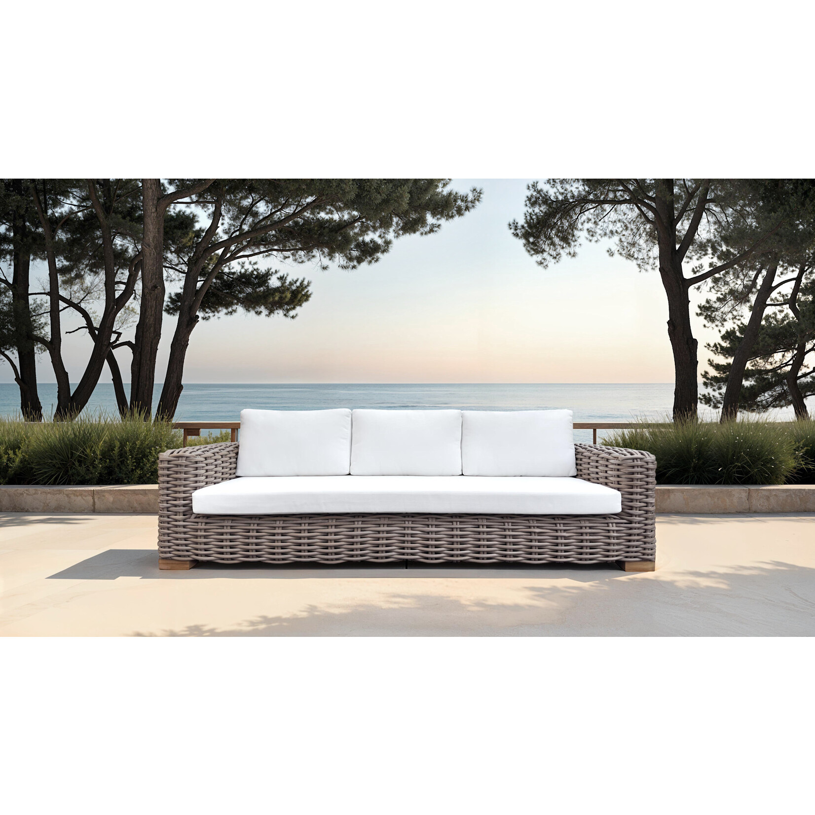 Lewiston Sofa grau, 246x96cm inkl. Kissen