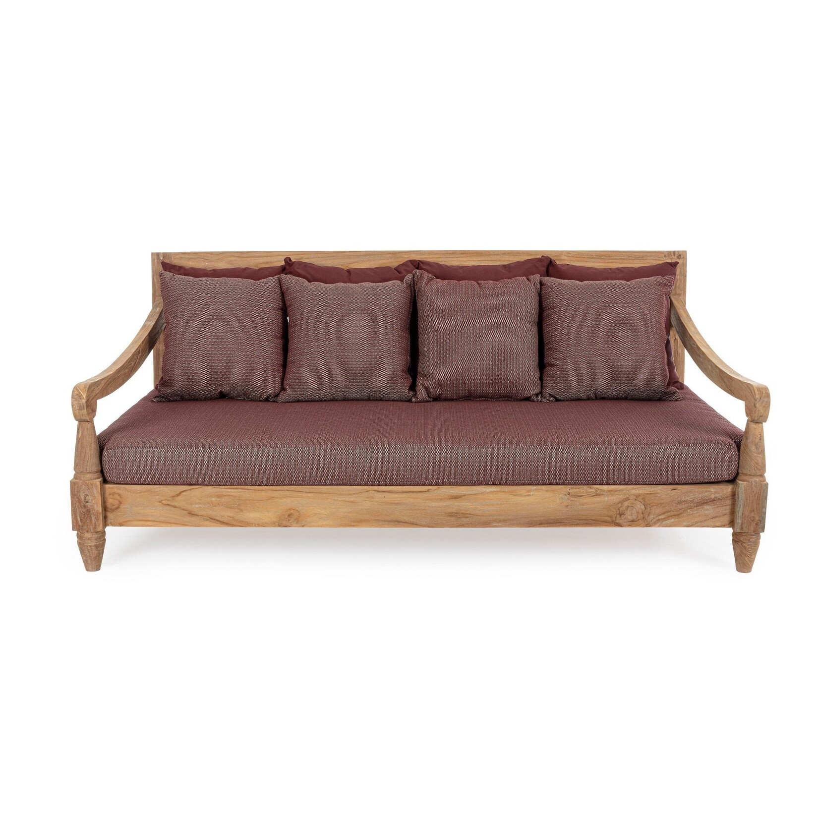 Bali Daybed Teak 190x112xH81cm inkl. Kissen, Stoff: Weinrot