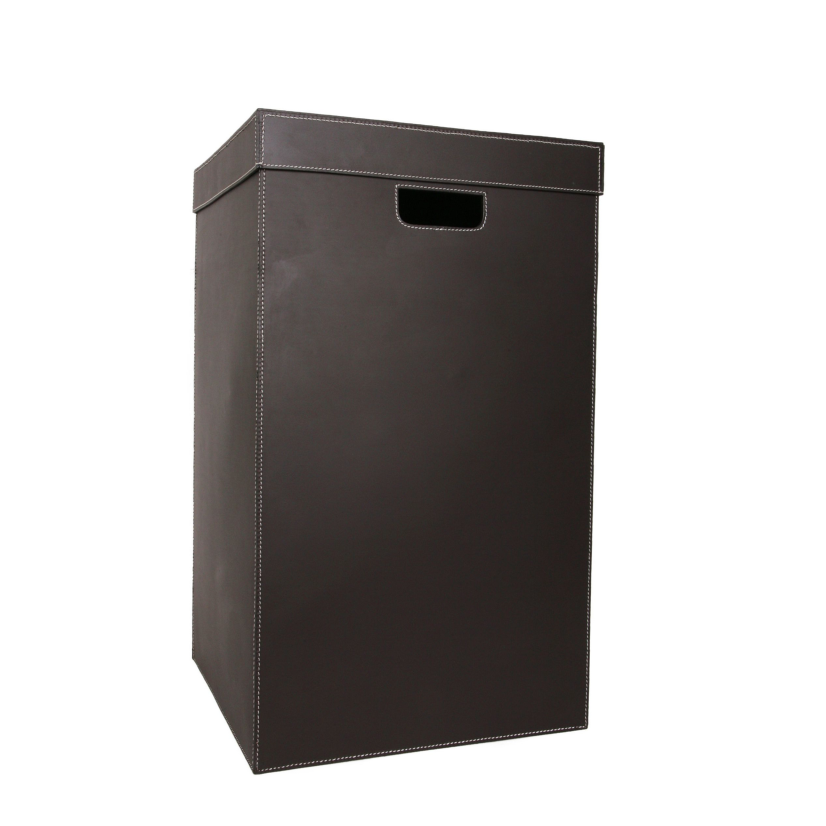 Wäschekorb Leder: braun, Naht: weiss 37x37x62cm