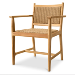 Pivetti Outdoor-Stuhl mit Armlehne, B61xT54xH84cm (SH46.5cm), Teak natur & Rattan