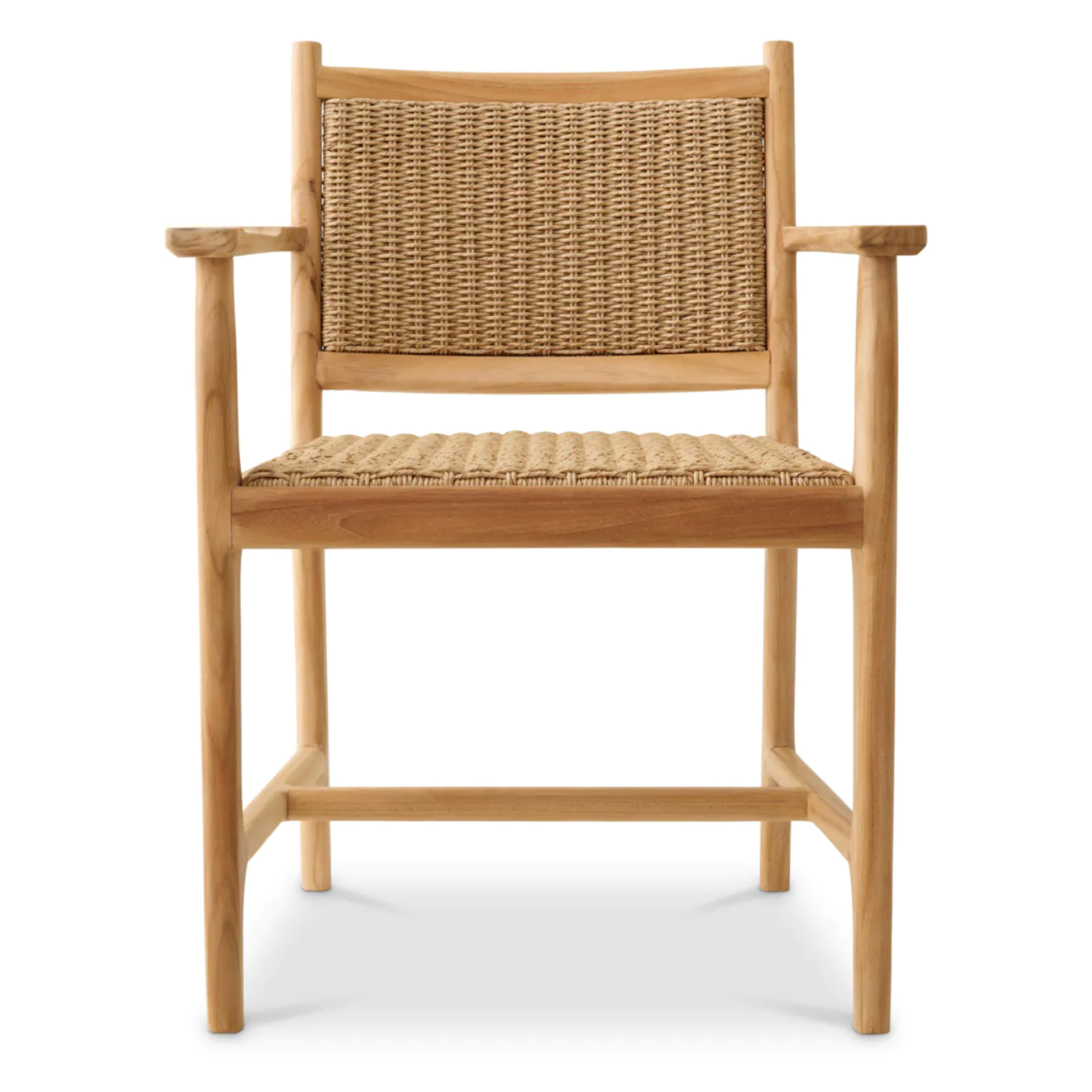 Pivetti Outdoor-Stuhl mit Armlehne, B61xT54xH84cm (SH46.5cm), Teak natur & Rattan
