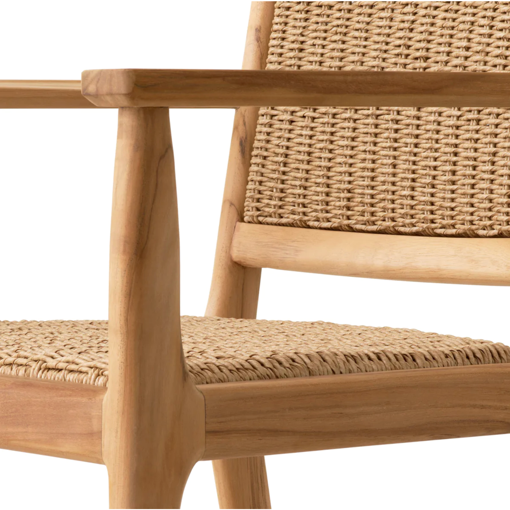 Pivetti Outdoor-Stuhl mit Armlehne, B61xT54xH84cm (SH46.5cm), Teak natur & Rattan