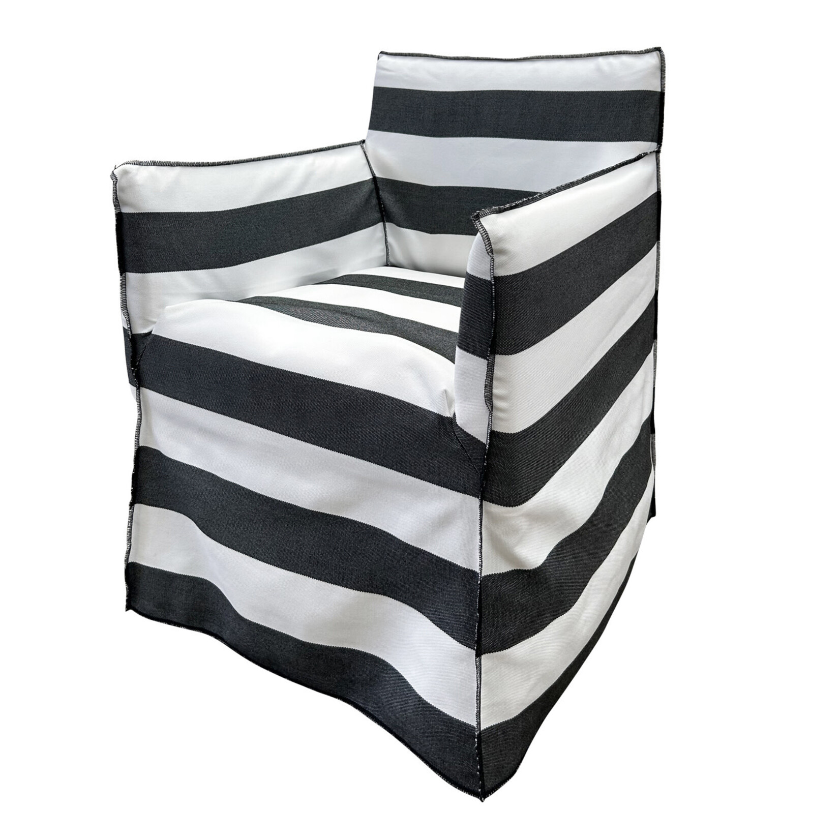 Ghost Gartenstuhl mit Armlehne, Stoff Berlin 06, Naht schwarz, Husse abziehbar, 57x56xH81cm