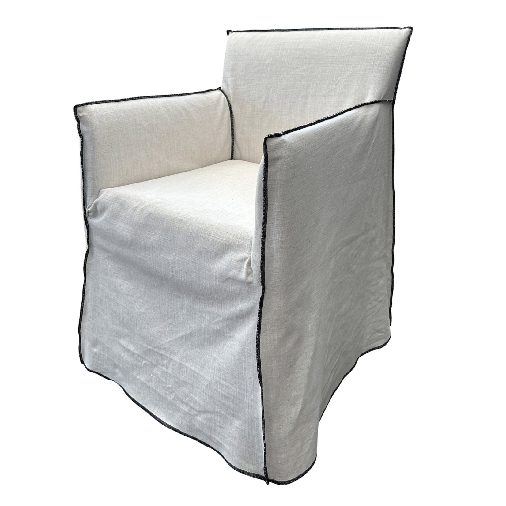 Ghost Armlehnenstuhl, Husse abziehbar, 57x56xH81cm, Stoff Terre de Lin - Aramis, Naht schwarz