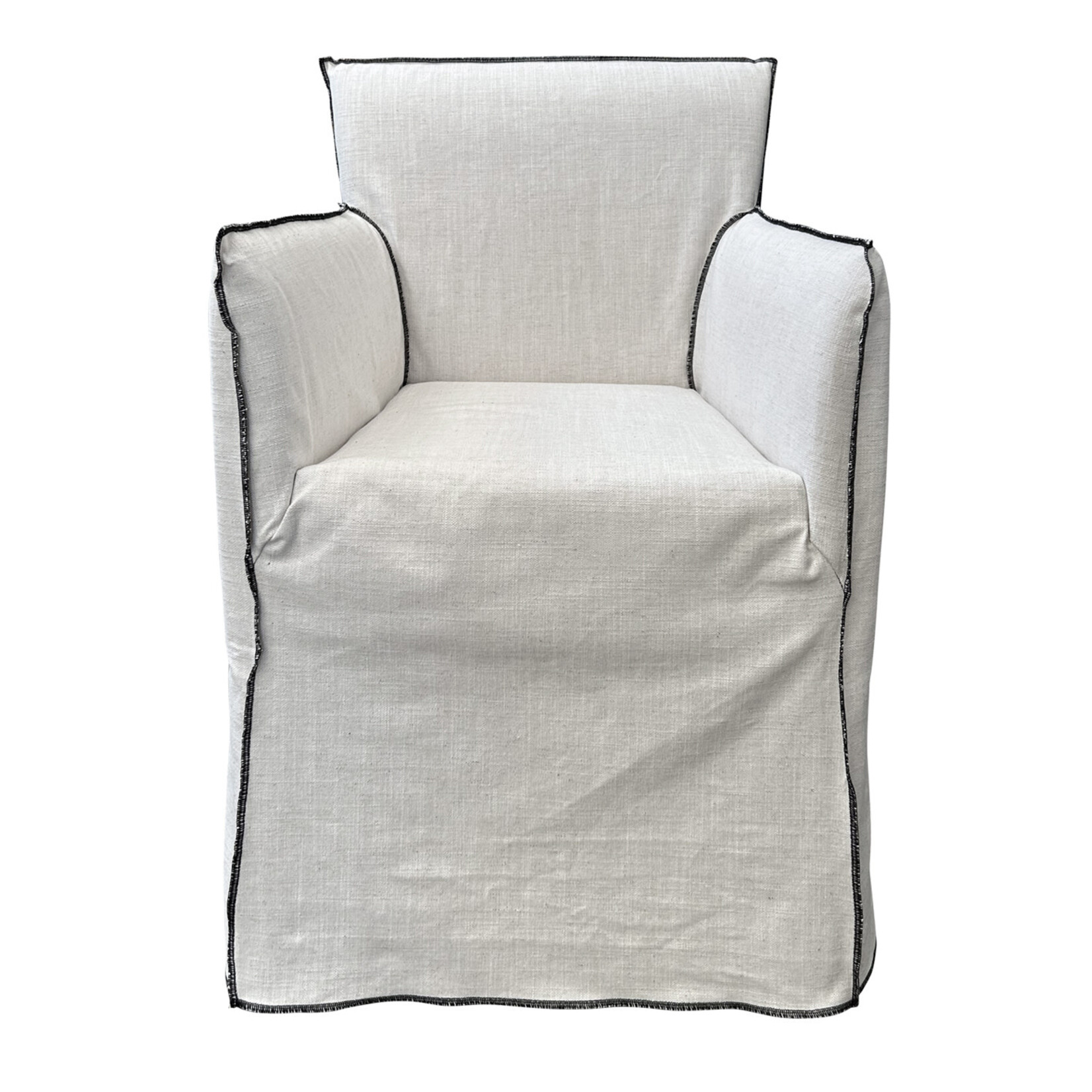 Ghost Armlehnenstuhl, Husse abziehbar, 57x56xH81cm, Stoff Terre de Lin - Aramis, Naht schwarz