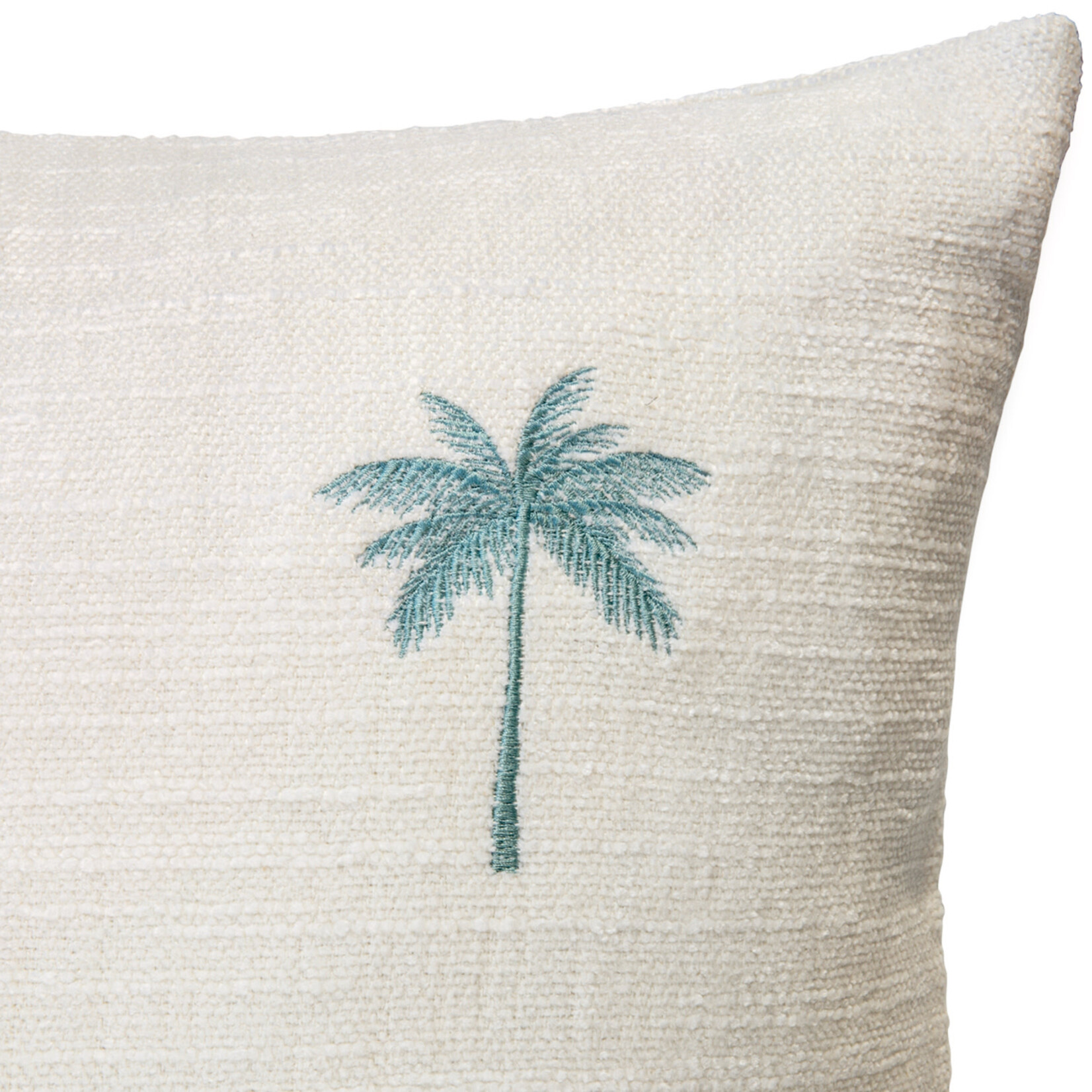 Summy Kissen weiss, kleine Palme Türkis, 55x55cm