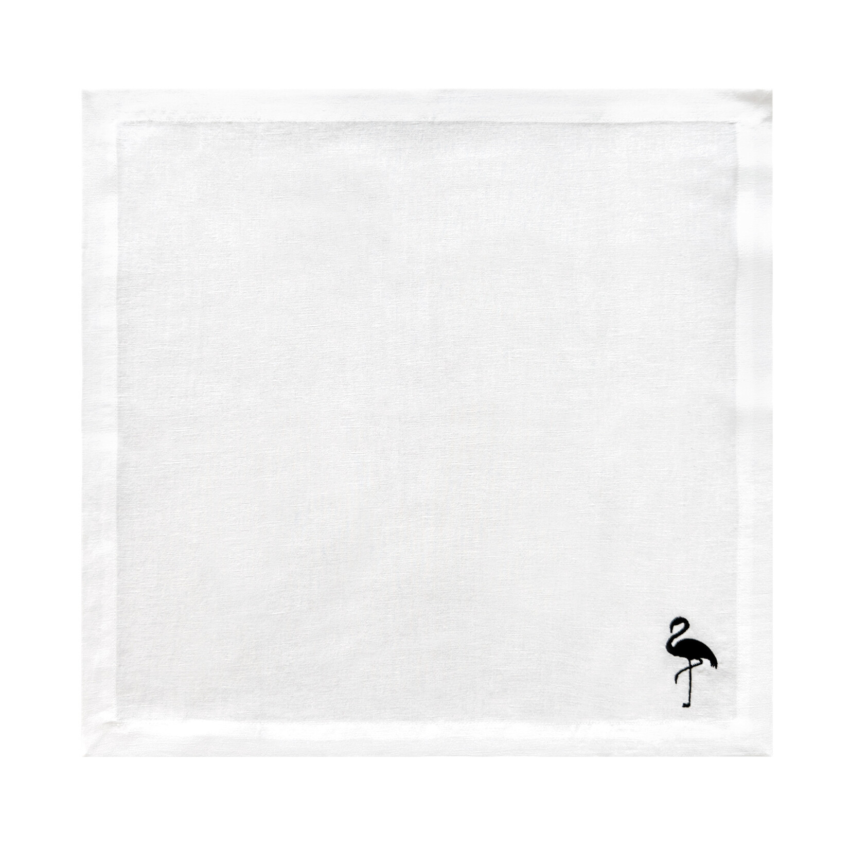 Serviette weiss mit Flamingo schwarz, 45x45cm