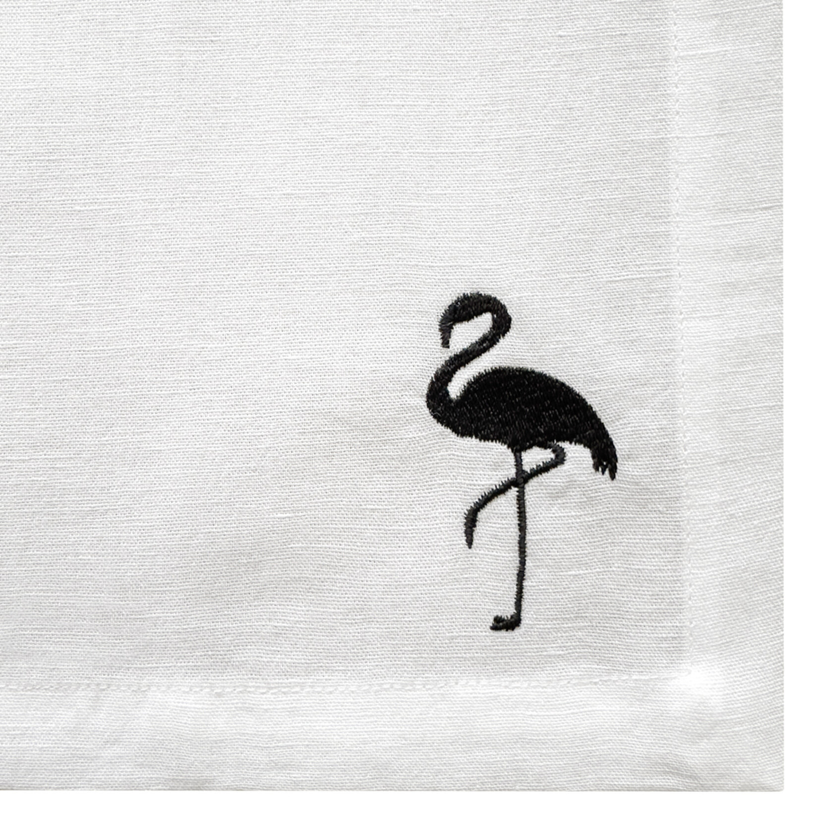 Serviette weiss mit Flamingo schwarz, 45x45cm
