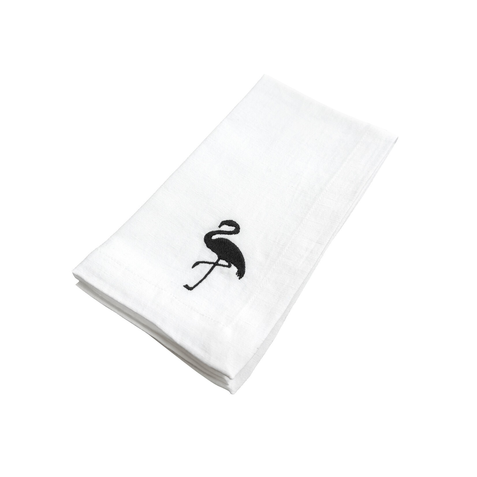 Serviette weiss mit Flamingo schwarz, 45x45cm