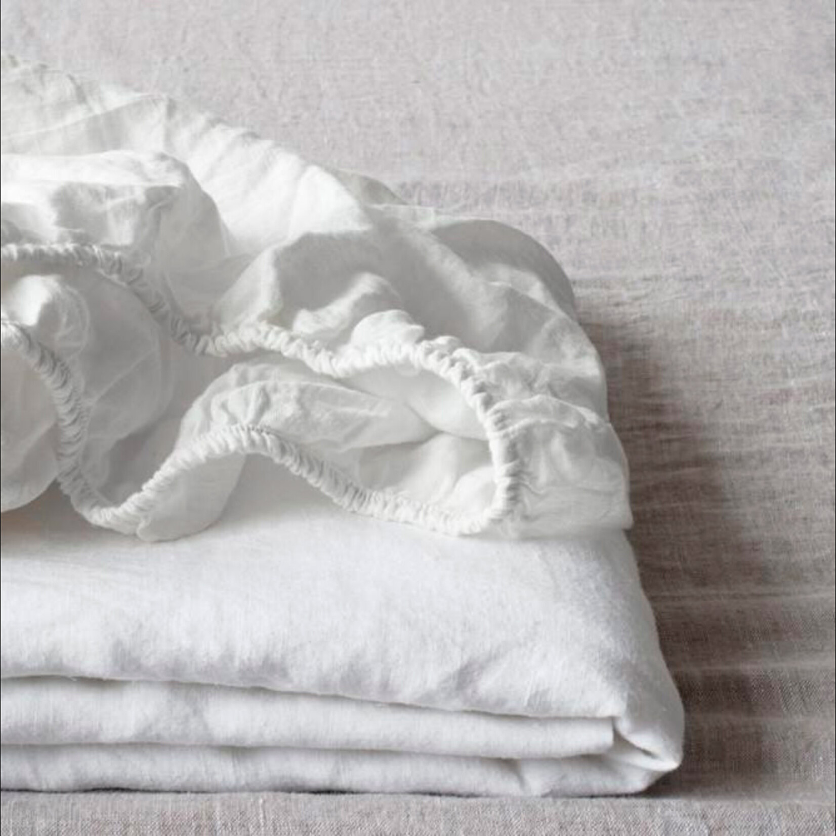 Biloxi Fixleintuch aus Leinen, 200x200x20cm, White