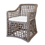 Rattan Stuhl eckig 60x67xH85cm Kissen weiss