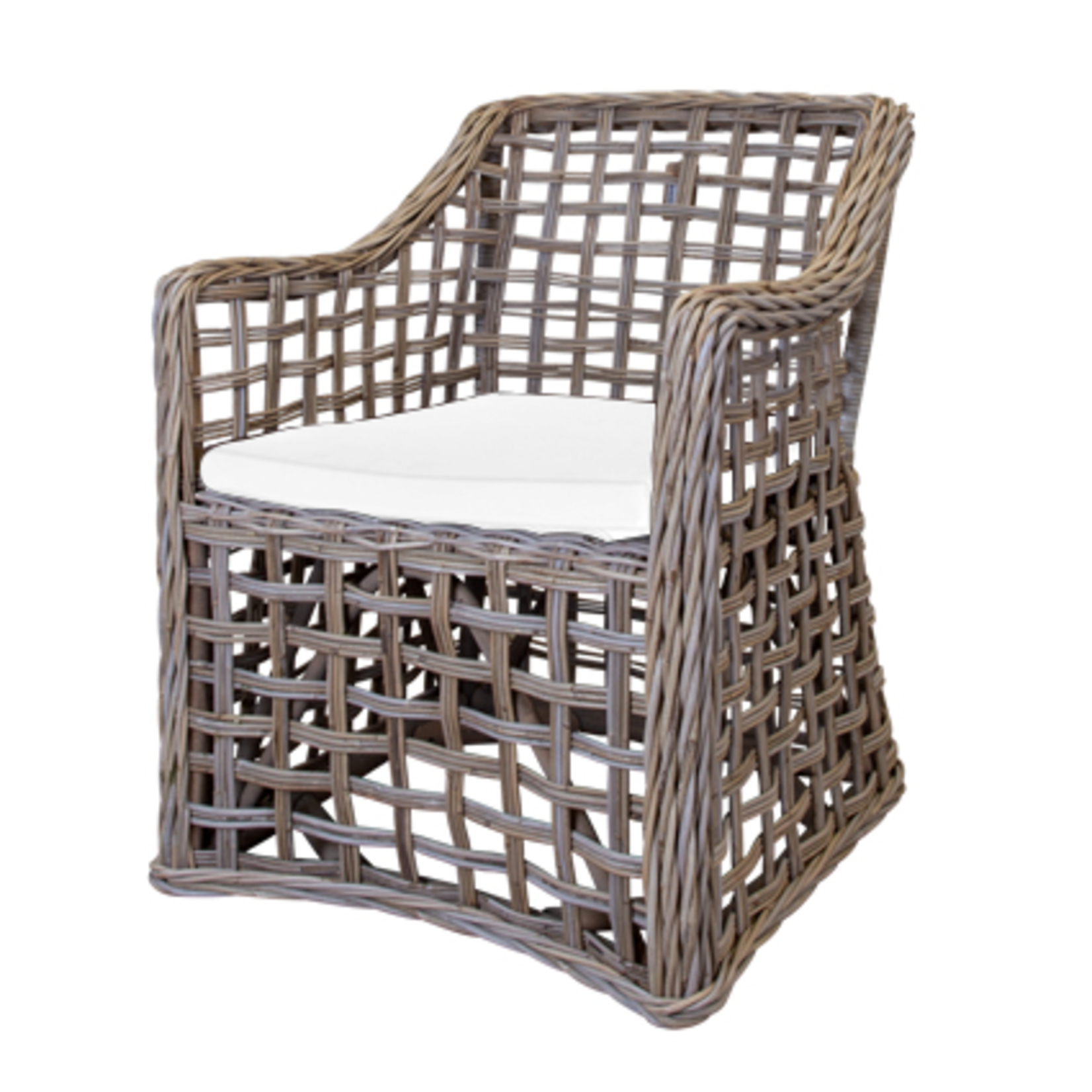 Rattan Stuhl eckig 60x67xH85cm Kissen weiss