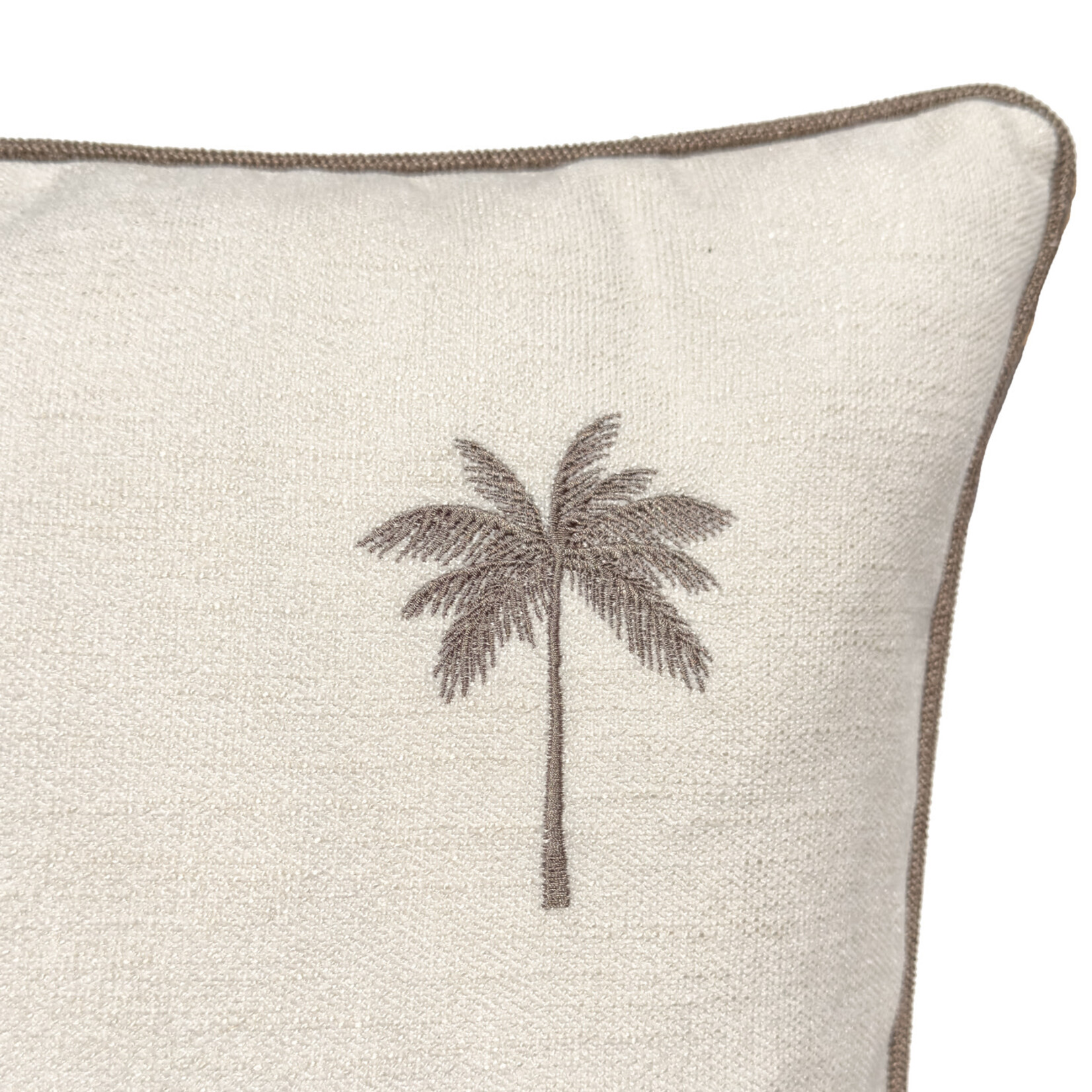 Summy Kissen creme Palme oben rechts mit Keder taupe 55x55cm