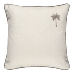 Summy Kissen creme Palme oben rechts mit Keder taupe 55x55cm