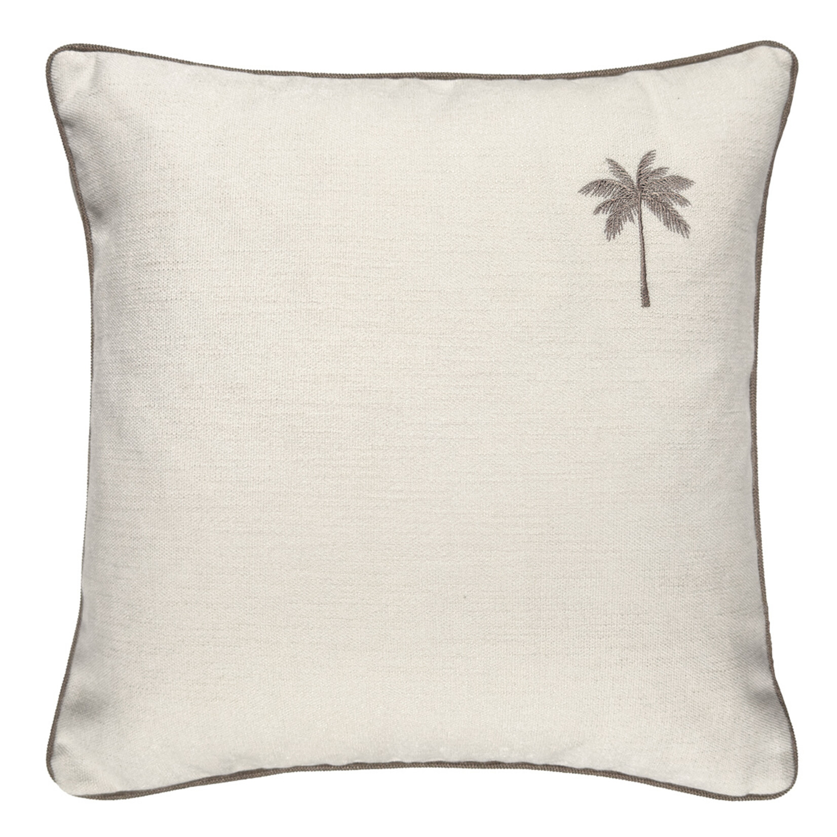 Summy Kissen creme Palme oben rechts mit Keder taupe 55x55cm