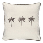Summy Kissen creme, drei Palmen und Keder taupe, 55x55cm