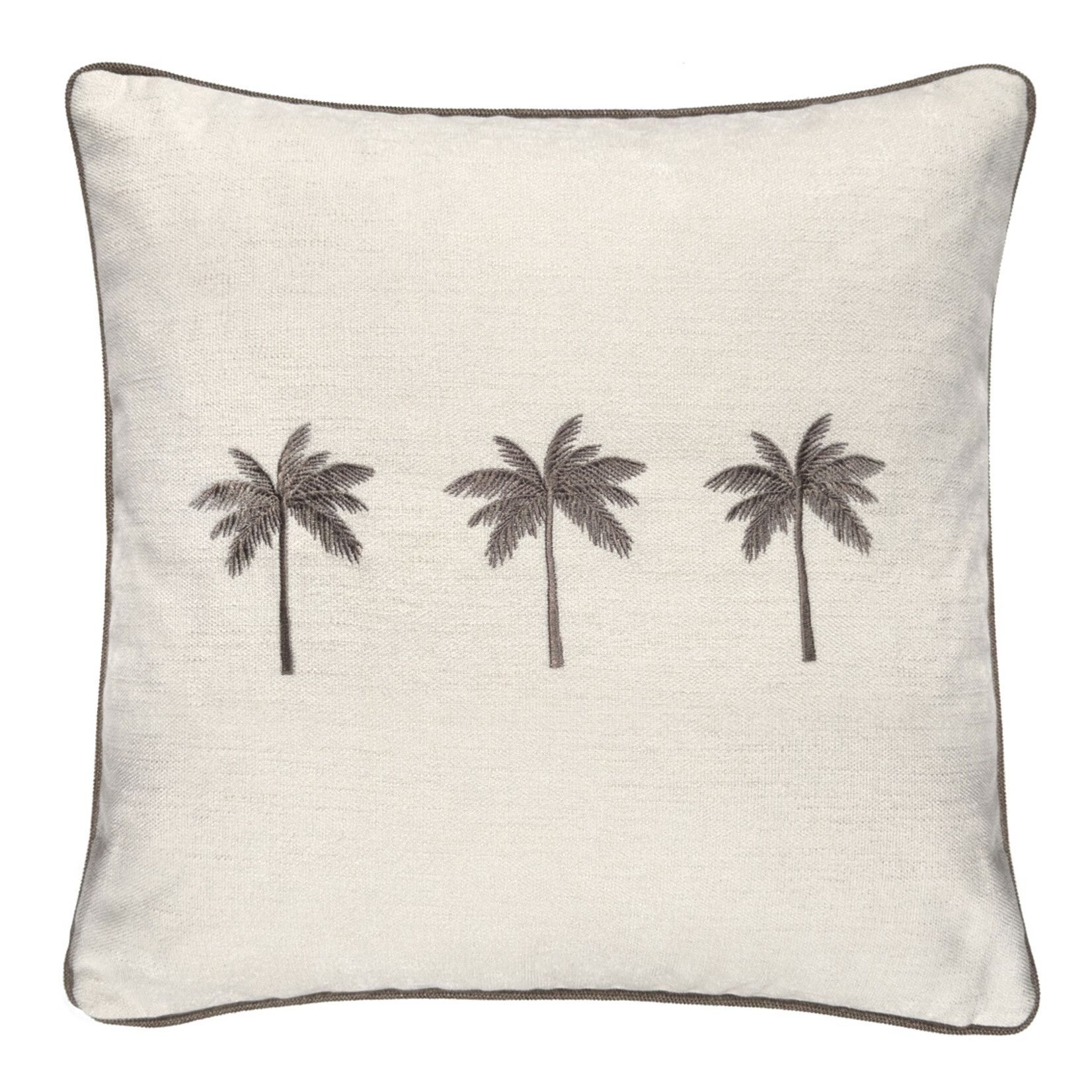Summy Kissen creme drei Palmen mit Keder taupe 55x55cm