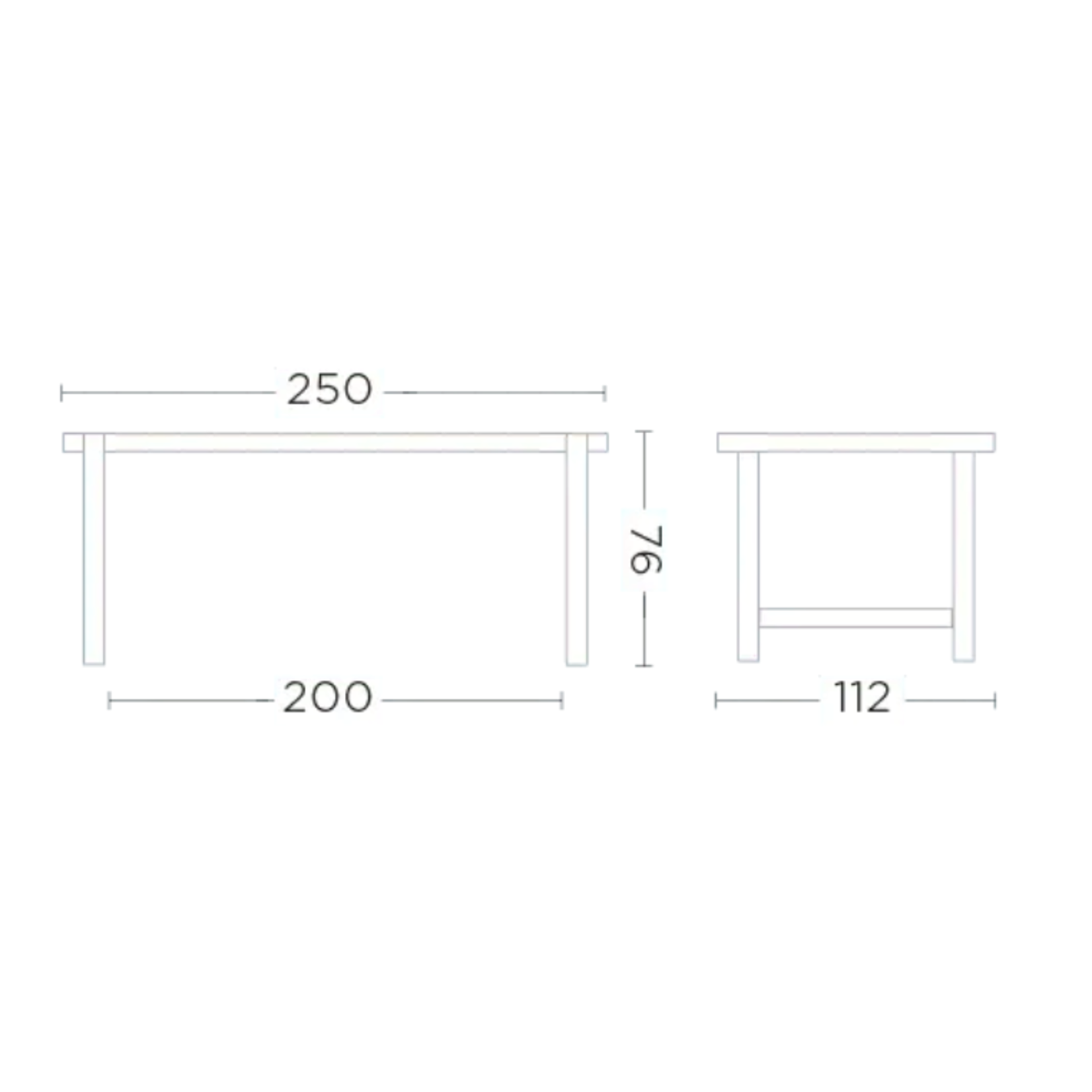 Jacoba Tisch Teak, 250x112xH76cm