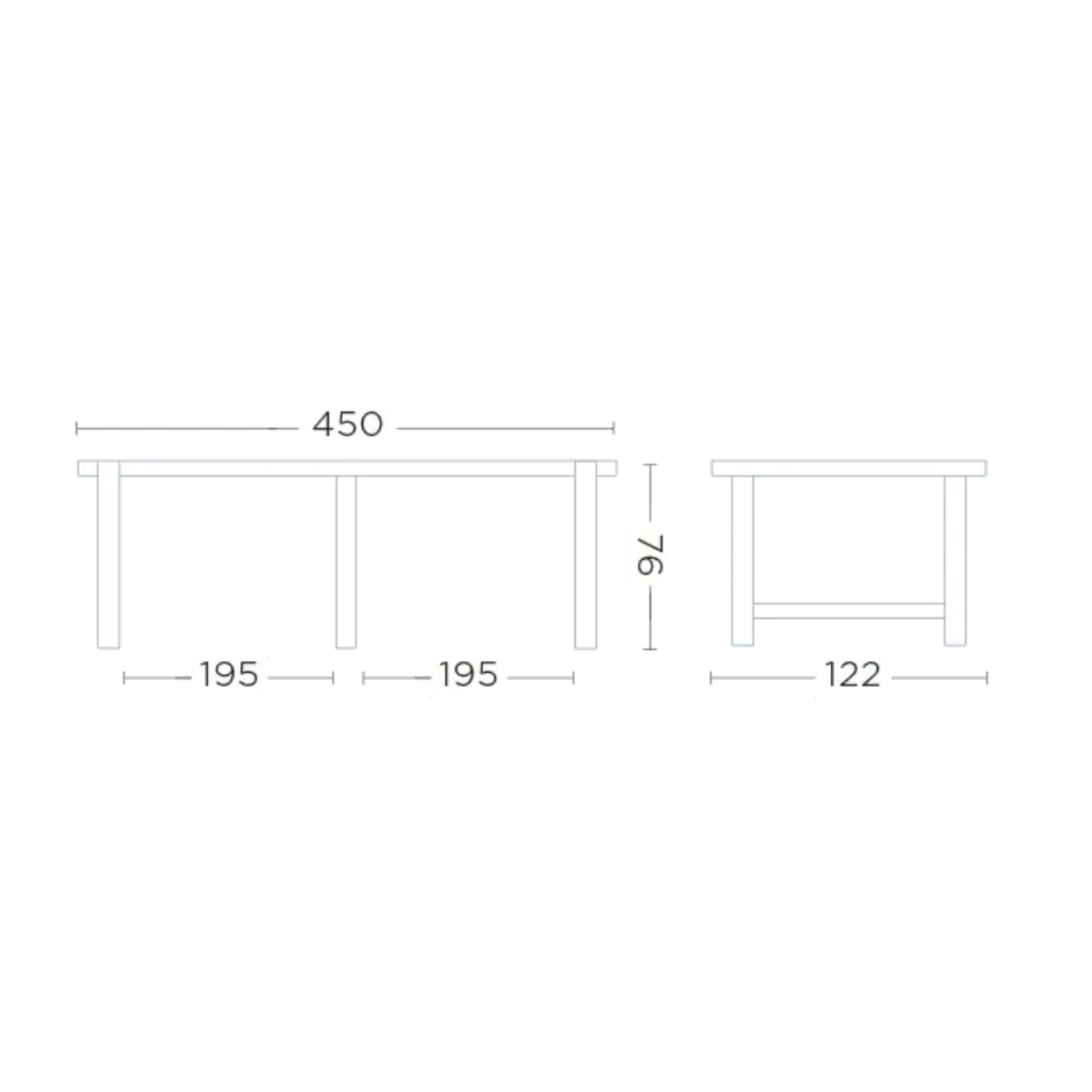 Jacoba Tisch Teak, 450x112xH76cm