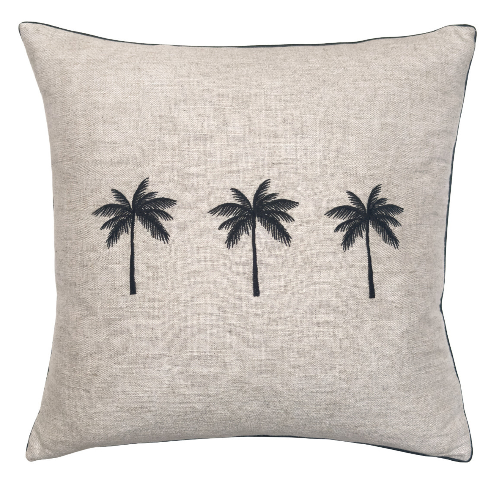 Summy Kissen beige, drei Palmen und Keder schwarz 55x55cm