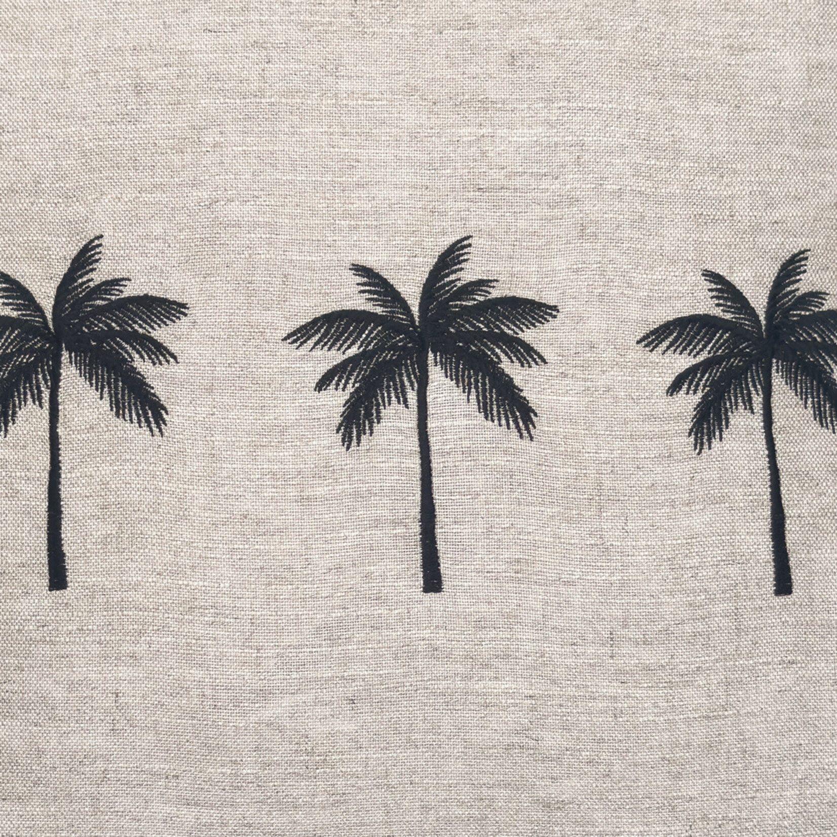 Summy Kissen beige, drei Palmen und Keder schwarz 55x55cm