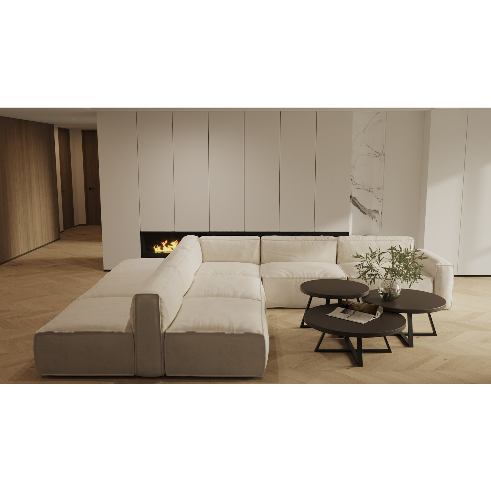 Apollo Salontisch D70xH42cm Metall schwarz & Furnier Onyx