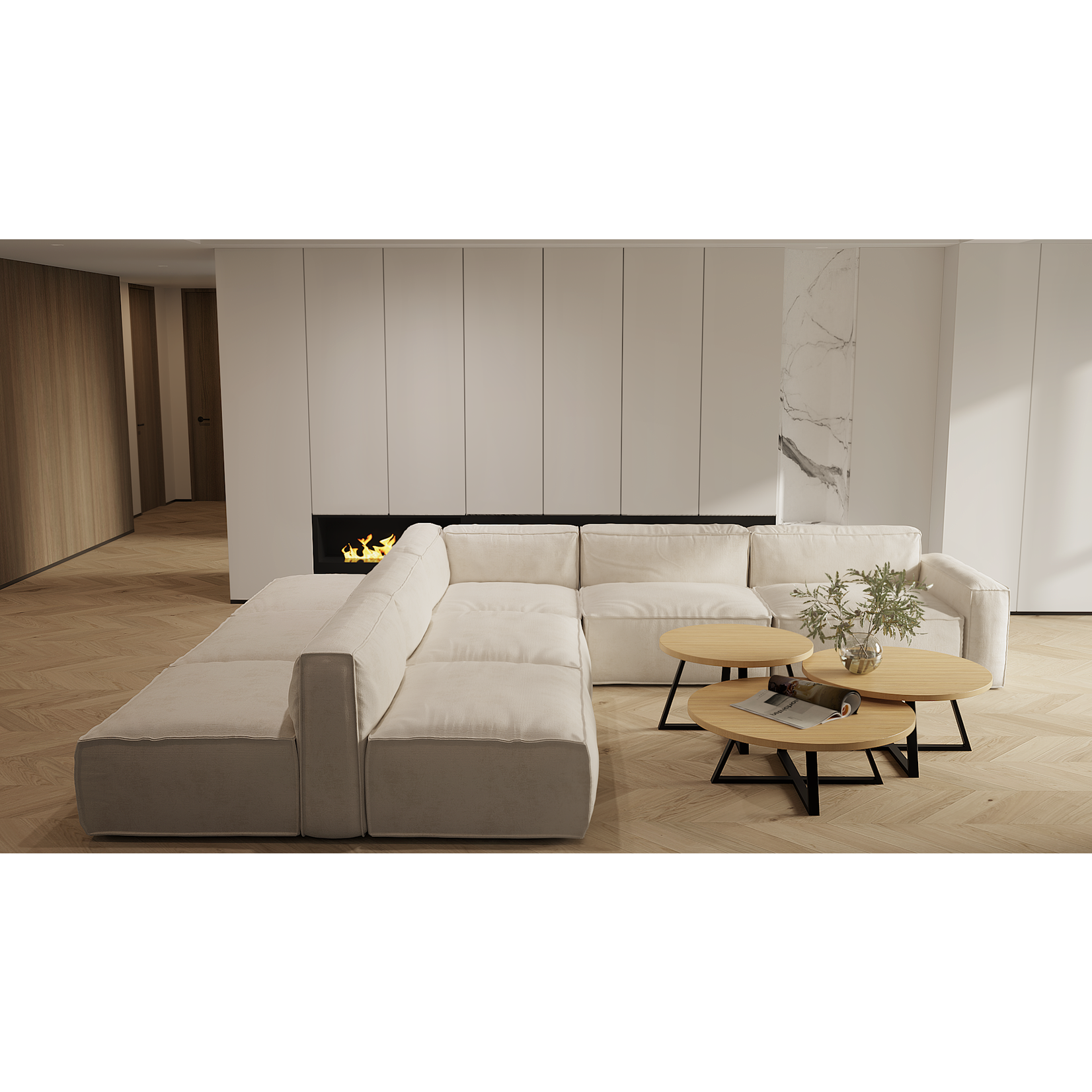 Apollo Salontisch D70xH42cm Gestell Metall schwarz & Furnier natural