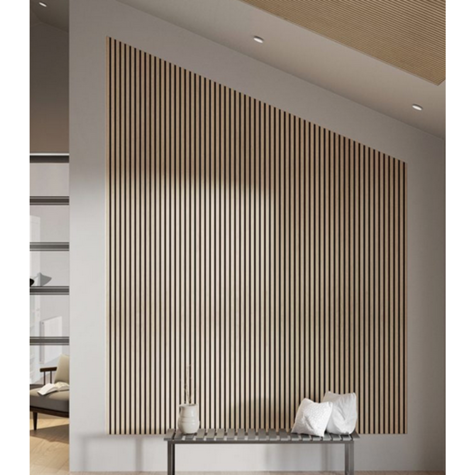 Akustikpaneel - Eiche Klassisch, Filz schwarz, 240x60x2.2cm