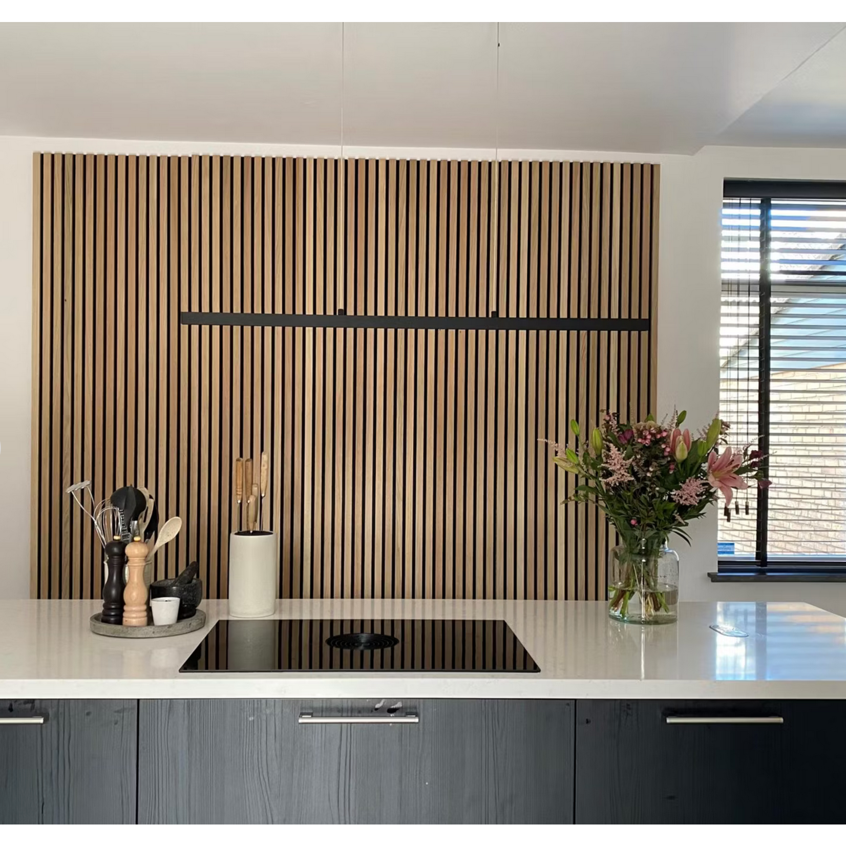 Akustikpaneel - Eiche Klassisch, Filz & MDF schwarz, 300x60x2.2cm