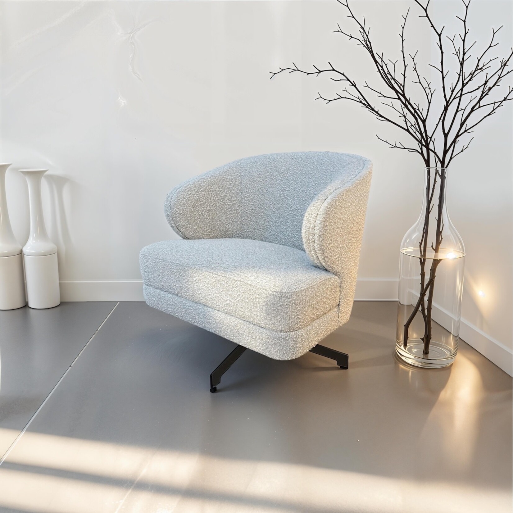 Marietta Sessel mit Drehfuss schwarz 72x81xH81cm, SH45cm, Stoff Ascot Pearl