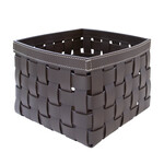 Geflochtener Korb mittel Leder: braun, Naht: weiss 27x27x19cm