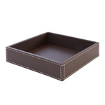 Schlüsselablage braun, Naht: weiss, 17x17x4cm