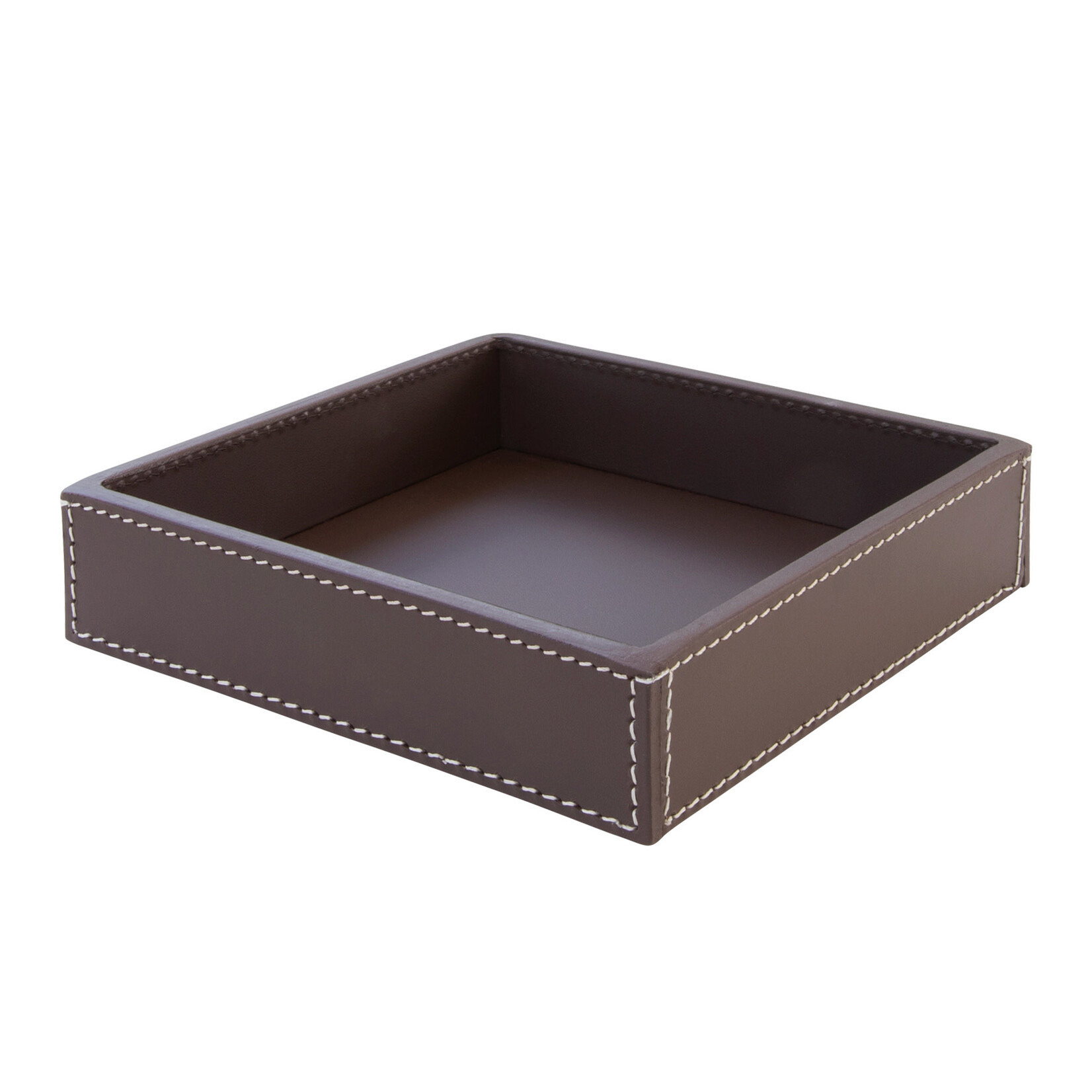 Schlüsselablage braun, Naht: weiss, 17x17x4cm