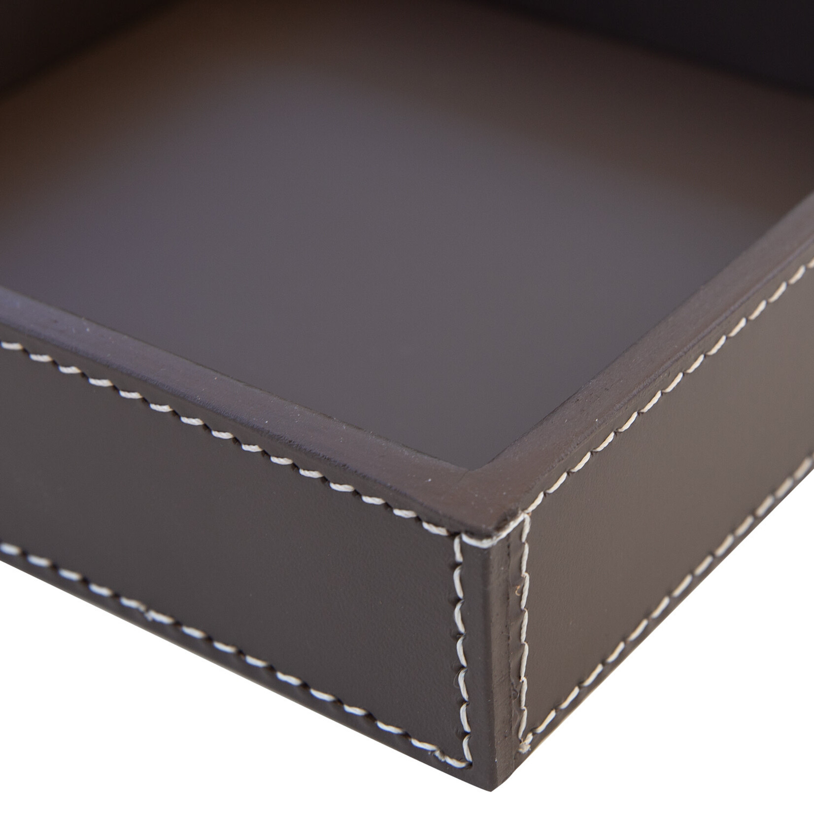 Schlüsselablage braun, Naht: weiss, 17x17x4cm