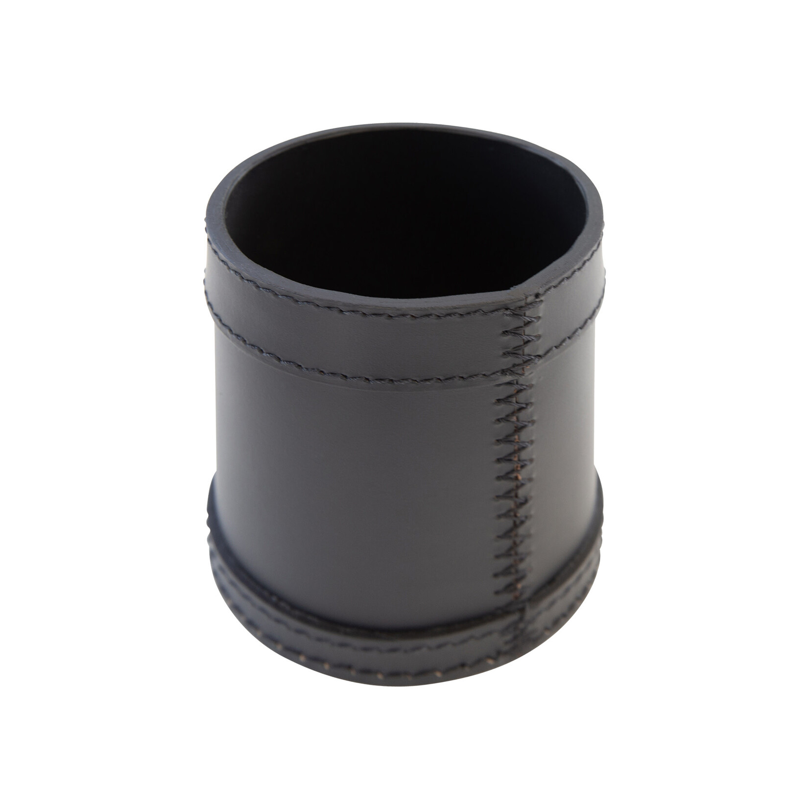 Stiftbecher Leder: schwarz, Naht: schwarz D9x10cm.