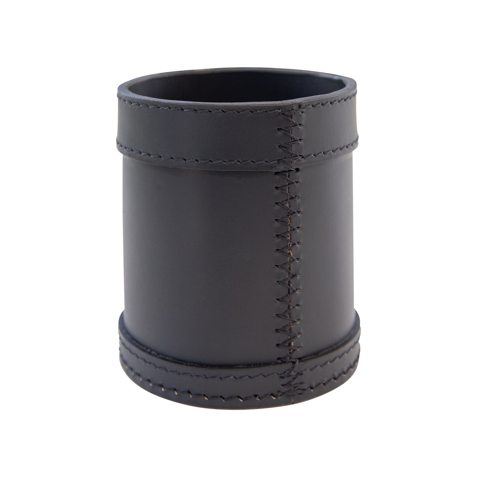Stiftbecher Leder: schwarz, Naht: schwarz D9x10cm.