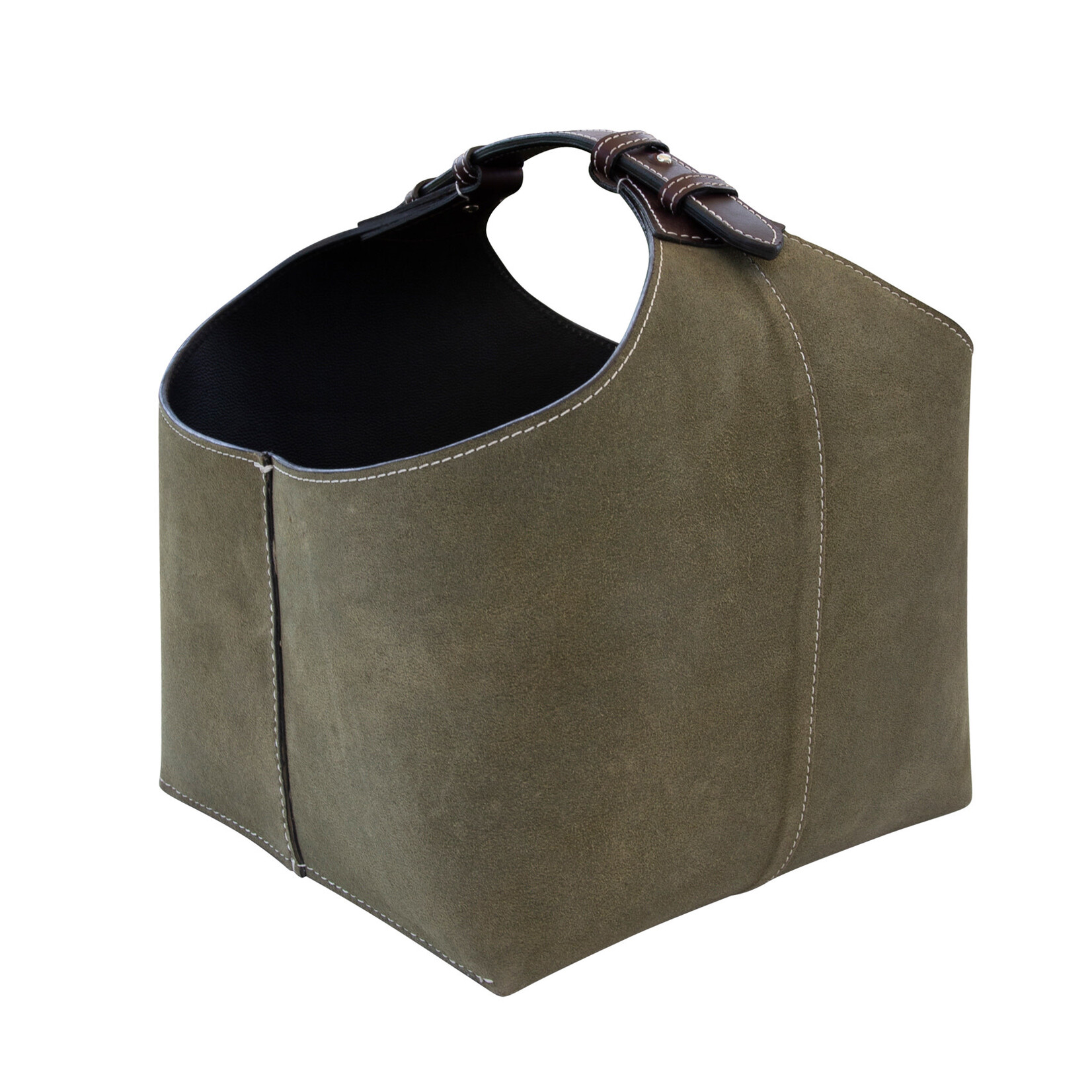 Magazin Aufbewahrung olive/braun, Naht: weiss