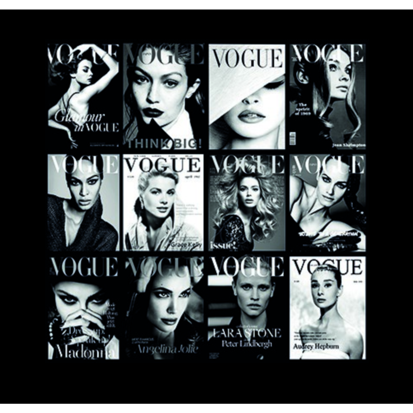 Foto auf Plexiglas VOGUE BOOKS schwarz-weiss 120x120cm