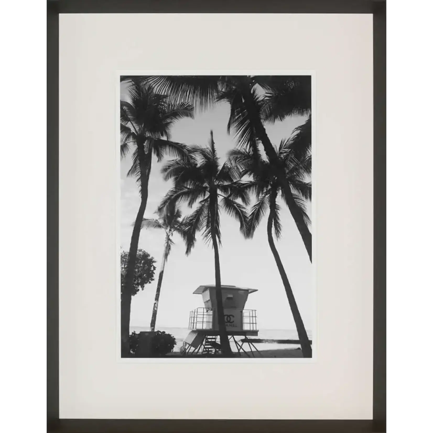 Bild Chanel Rettungsschwimmerhaus unter Palmen 75xH95cm Rahmen schwarz