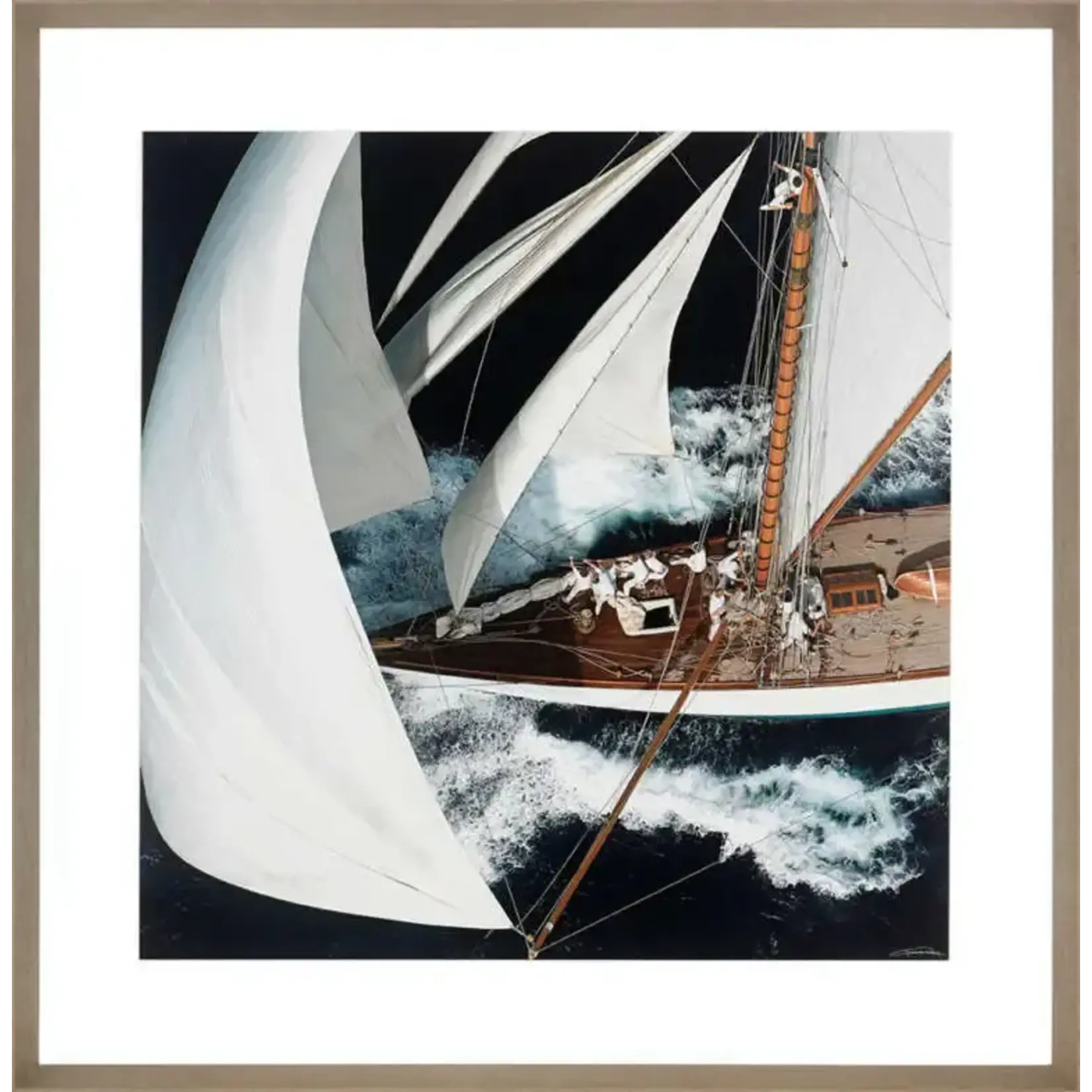 Bild Yacht Saint Tropez 80xH80cm Rahmen taupe