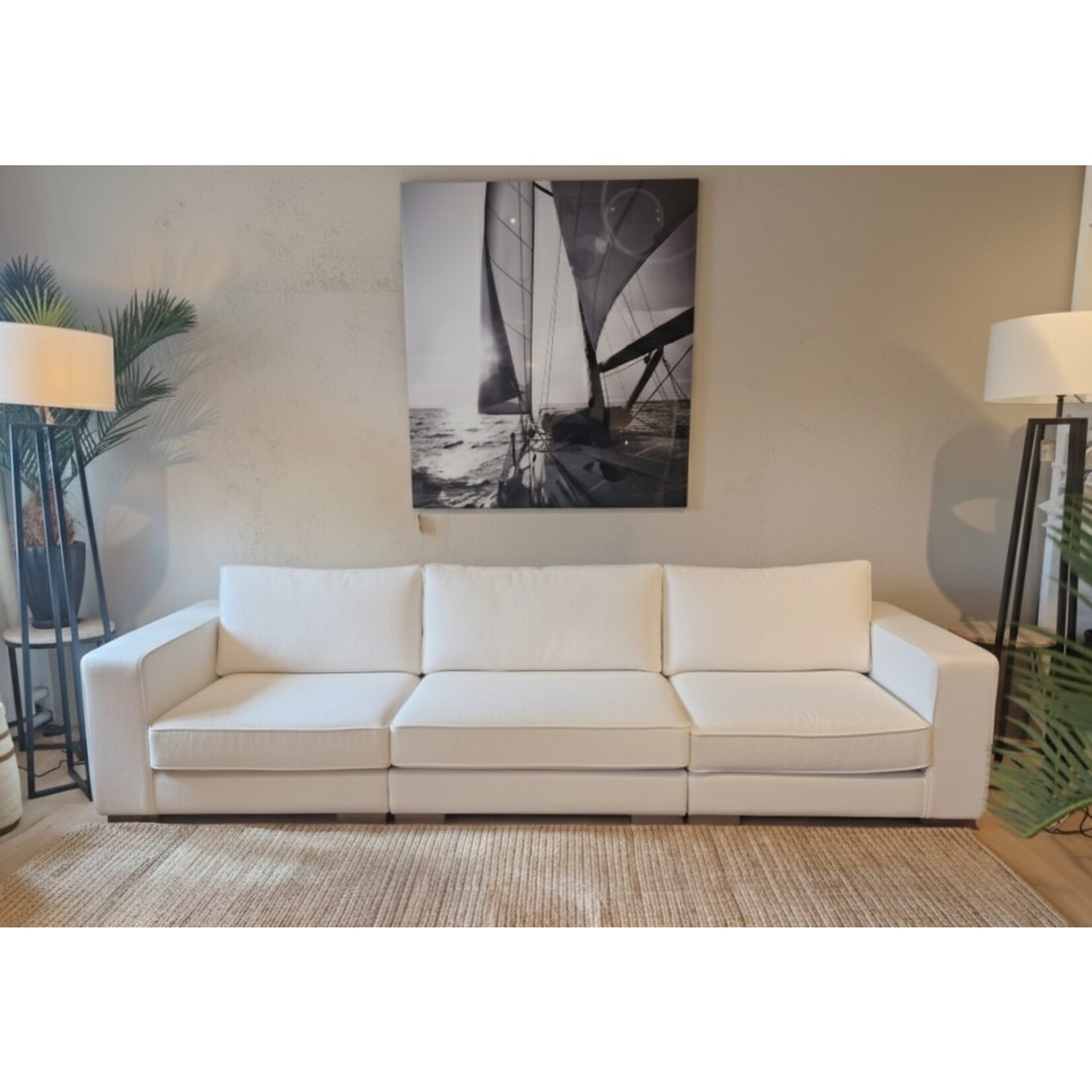 Hampton Sofa 300x100cm Stoff: Tibi Soft 101 weiss