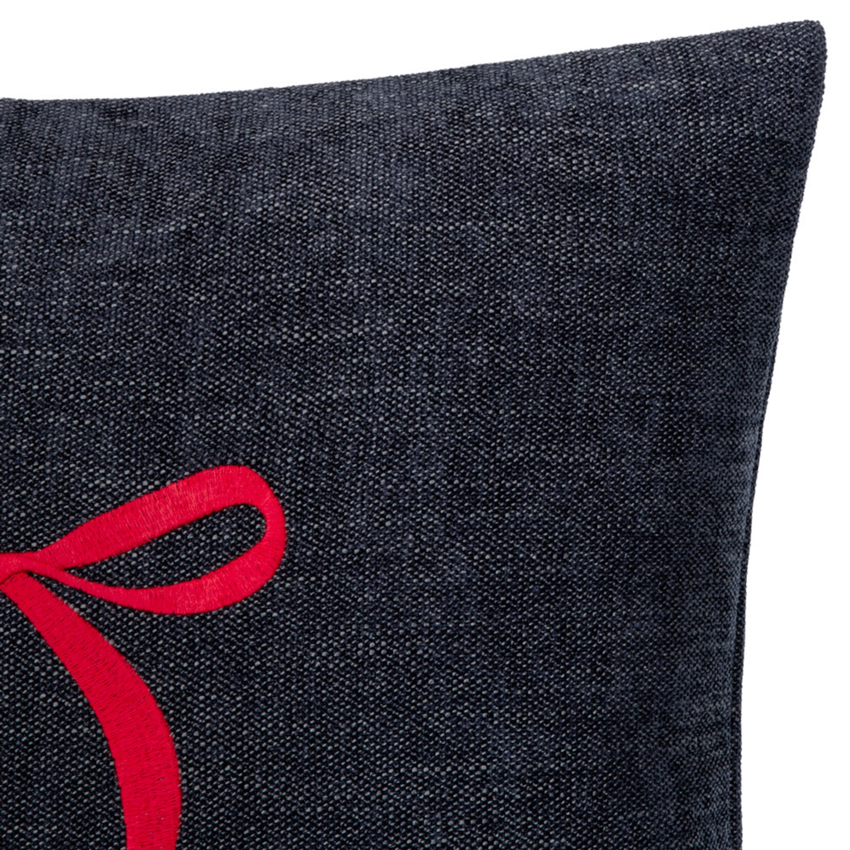 Romeo Kissen Schwarz mit roter Schleife XL 50x50cm