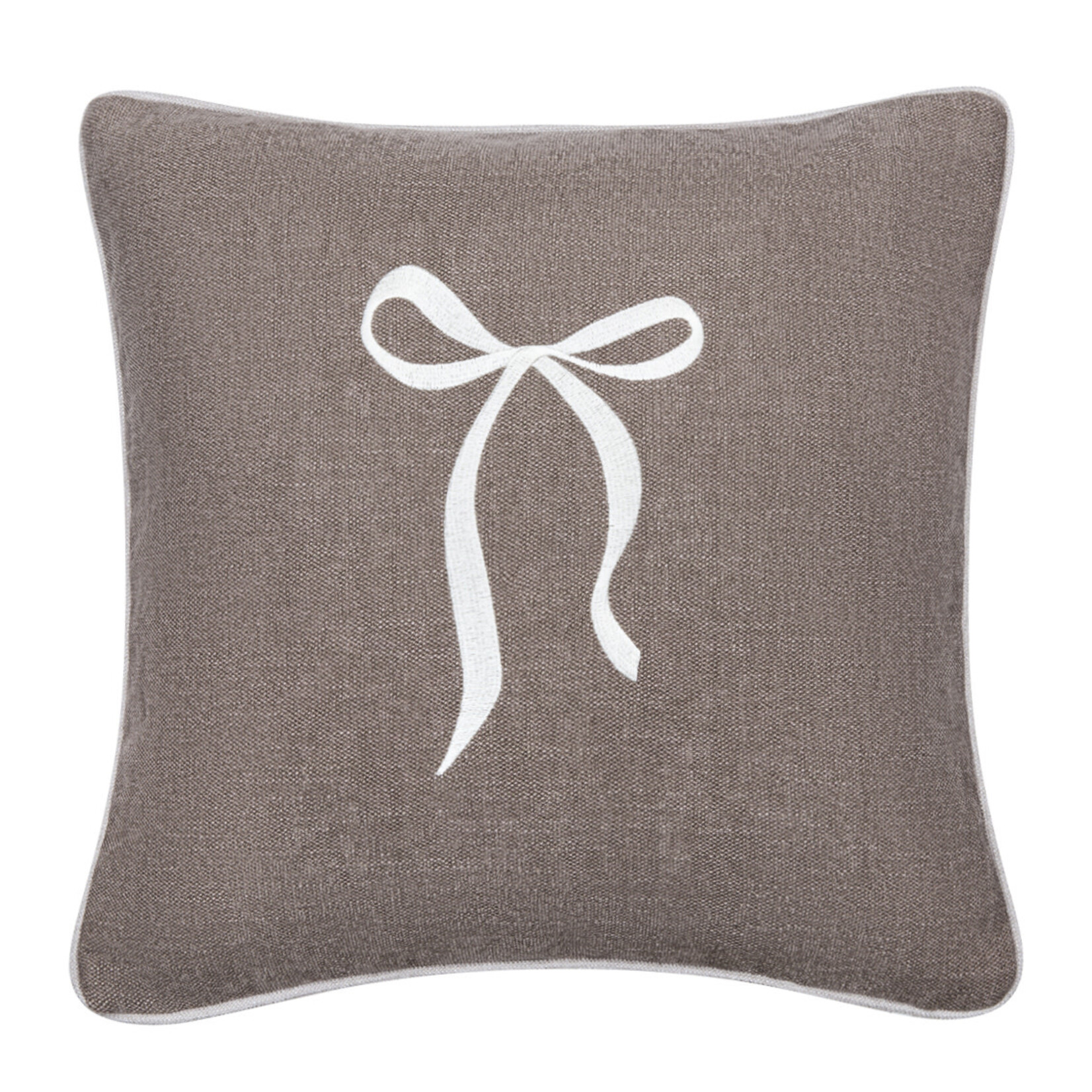 Romeo Kissen Taupe mit cremefarbener Schleife XL 50x50cm