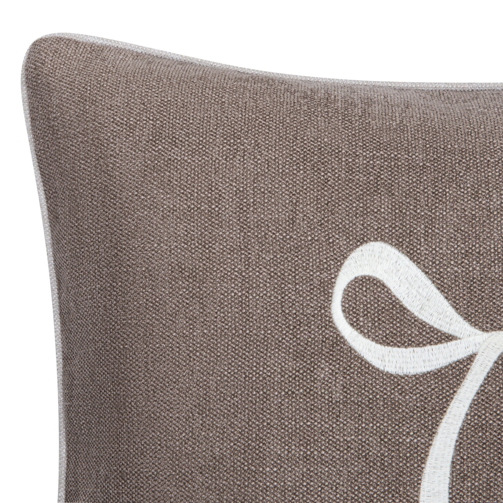 Romeo Kissen Taupe mit cremefarbener Schleife XL 50x50cm