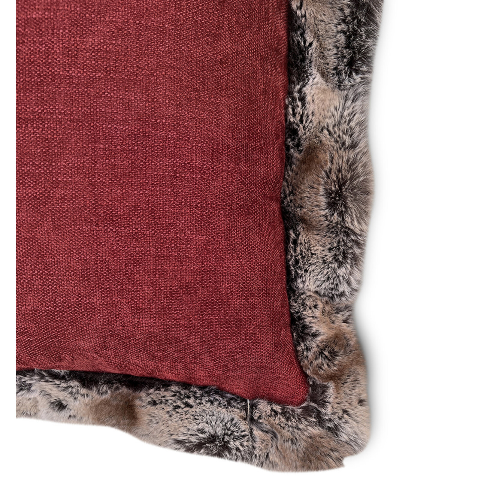 Romeo Kissen rot/braun mit Kunstfell-Einfassung 60x60cm