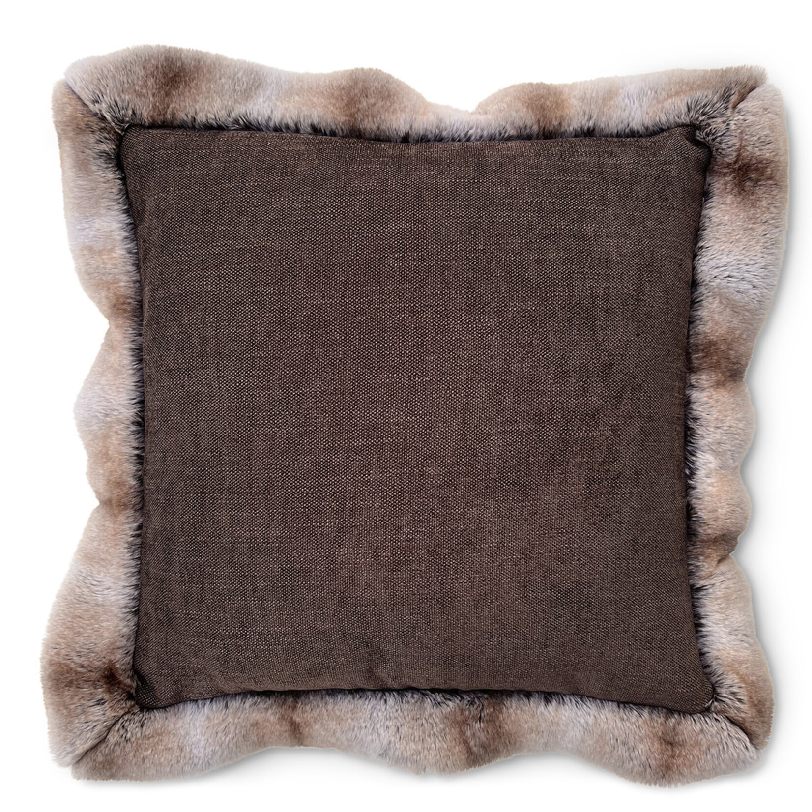 Romeo Kissen rot/braun mit Kunstfell-Einfassung 60x60cm