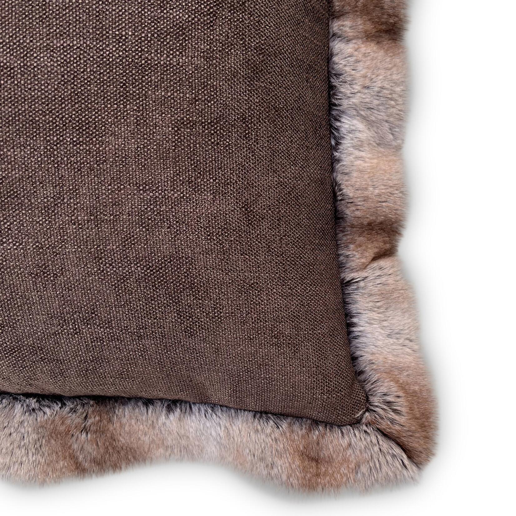 Romeo Kissen rot/braun mit Kunstfell-Einfassung 60x60cm