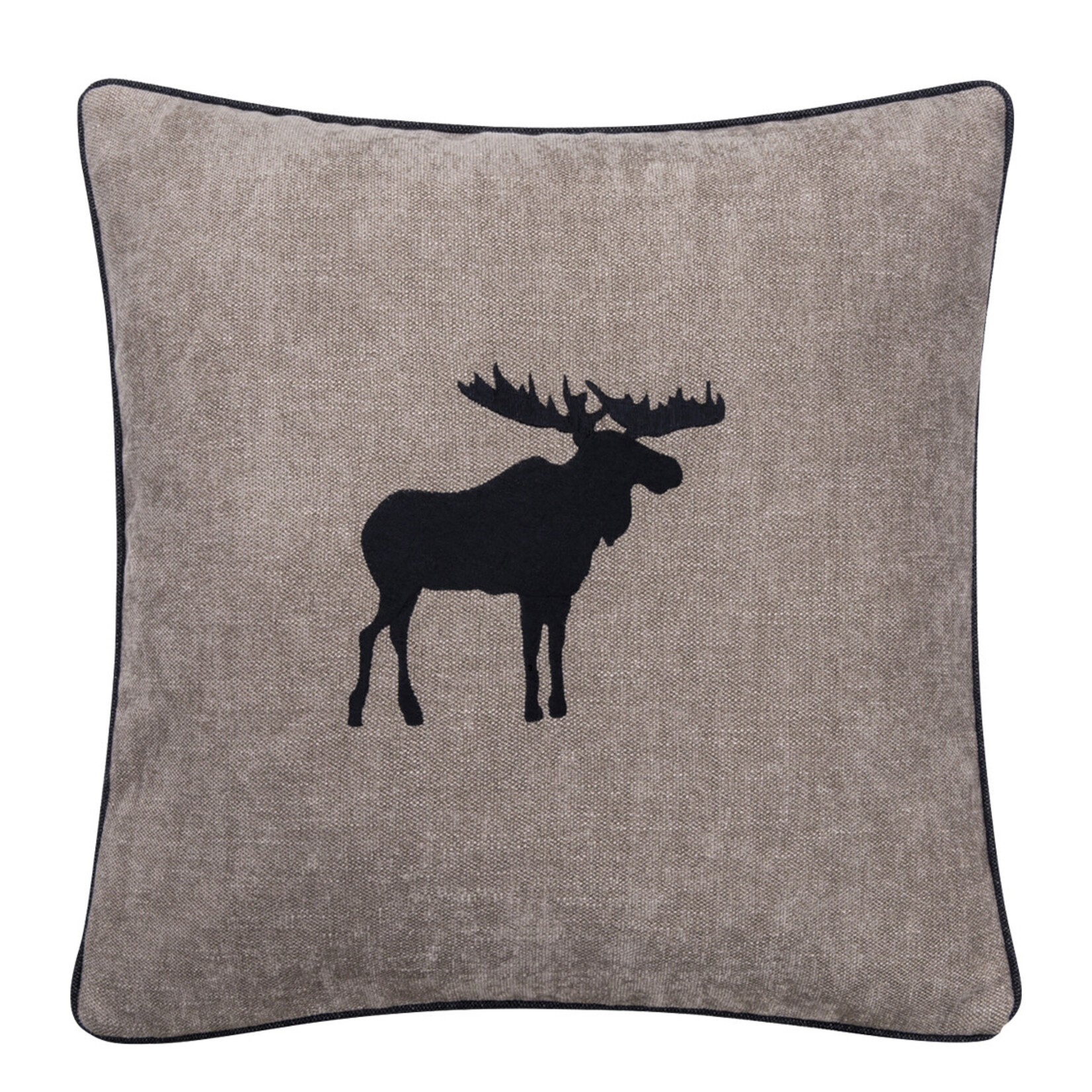 Romeo Kissen Taupe mit Elch Schwarz 55x55cm