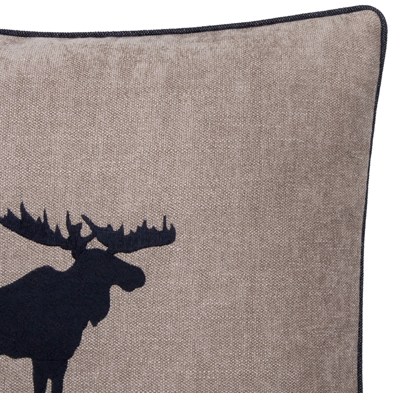 Romeo Kissen Taupe mit Elch Schwarz 55x55cm