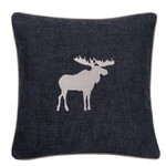 Romeo Kissen Schwarz mit Elch Taupe 55x55cm